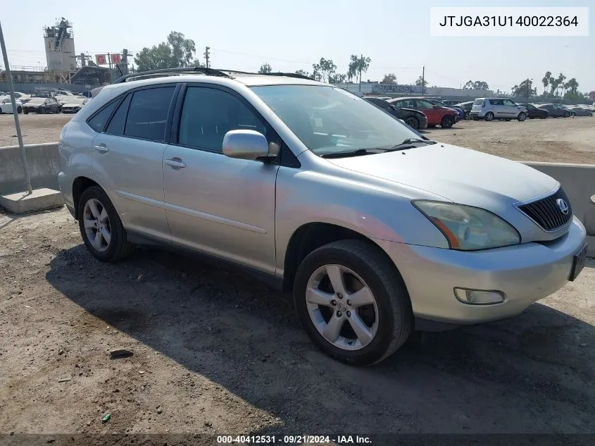 2004 Lexus Rx 330 VIN: JTJGA31U140022364 Lot: 40412531