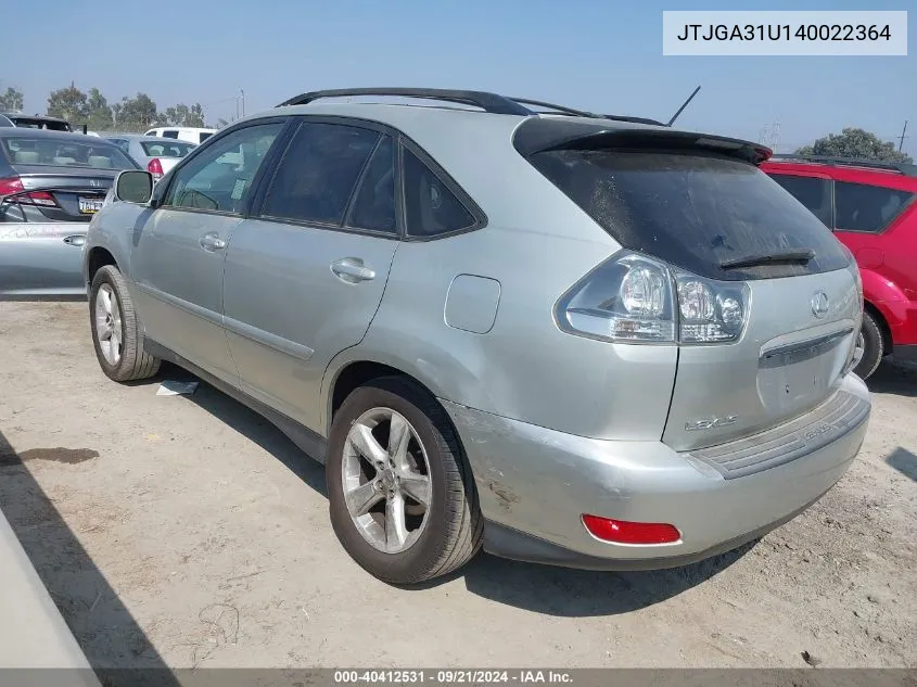 2004 Lexus Rx 330 VIN: JTJGA31U140022364 Lot: 40412531