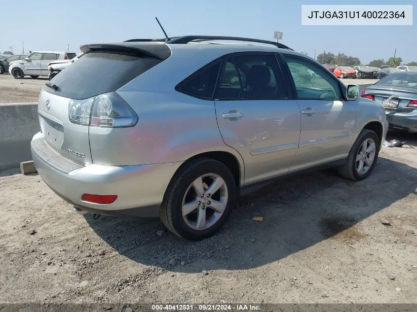 2004 Lexus Rx 330 VIN: JTJGA31U140022364 Lot: 40412531