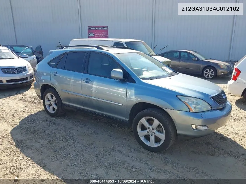 2004 Lexus Rx 330 VIN: 2T2GA31U34C012102 Lot: 40414853