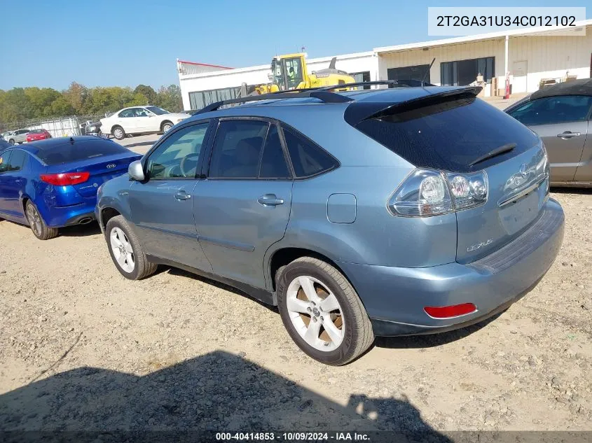 2004 Lexus Rx 330 VIN: 2T2GA31U34C012102 Lot: 40414853