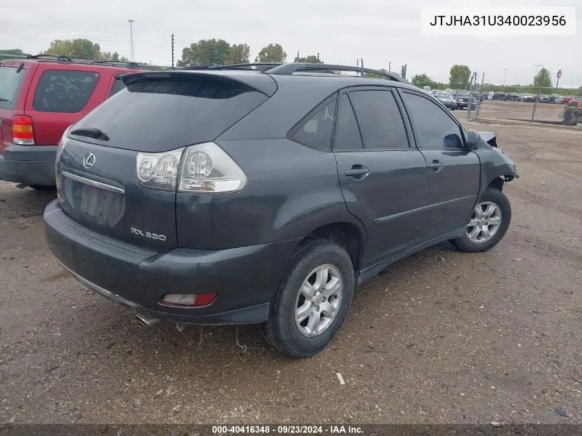 2004 Lexus Rx 330 VIN: JTJHA31U340023956 Lot: 40416348