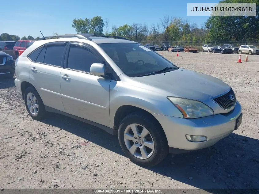 2004 Lexus Rx 330 330 VIN: JTJHA31U340049618 Lot: 40429691