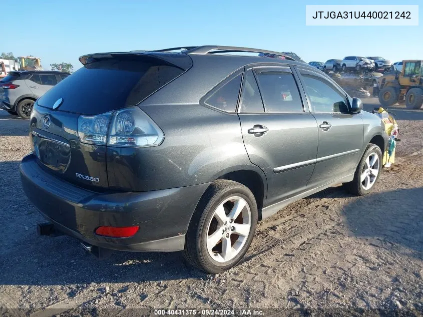 2004 Lexus Rx 330 VIN: JTJGA31U440021242 Lot: 40431375