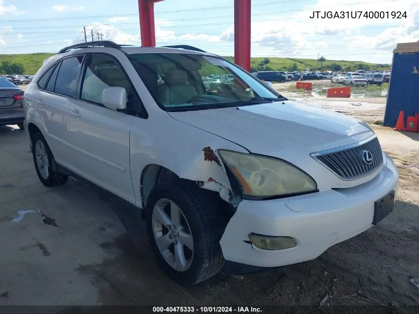 2004 Lexus Rx 330 VIN: JTJGA31U740001924 Lot: 40475333