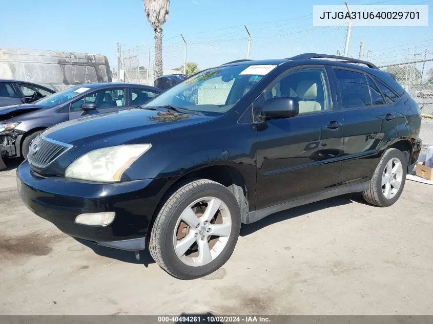 2004 Lexus Rx 330 VIN: JTJGA31U640029701 Lot: 40494261