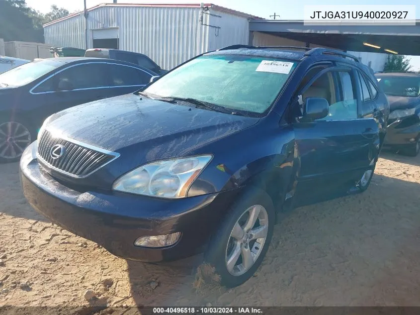 2004 Lexus Rx 330 VIN: JTJGA31U940020927 Lot: 40496518