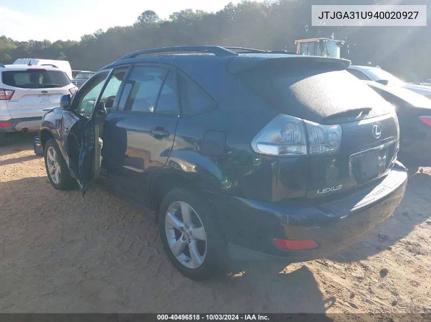 2004 Lexus Rx 330 VIN: JTJGA31U940020927 Lot: 40496518