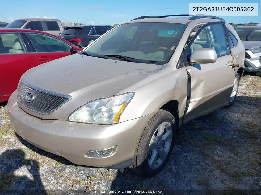 2004 Lexus Rx 330 VIN: 2T2GA31U54C005362 Lot: 40500231