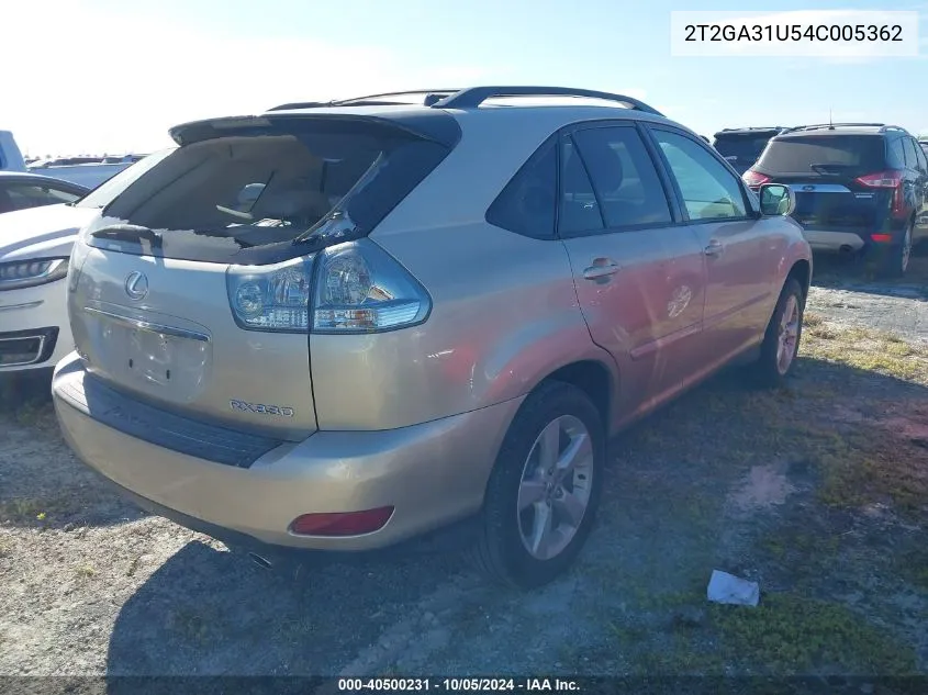 2004 Lexus Rx 330 VIN: 2T2GA31U54C005362 Lot: 40500231