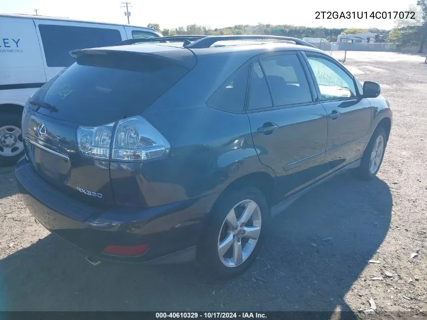 2004 Lexus Rx 330 VIN: 2T2GA31U14C017072 Lot: 40610329