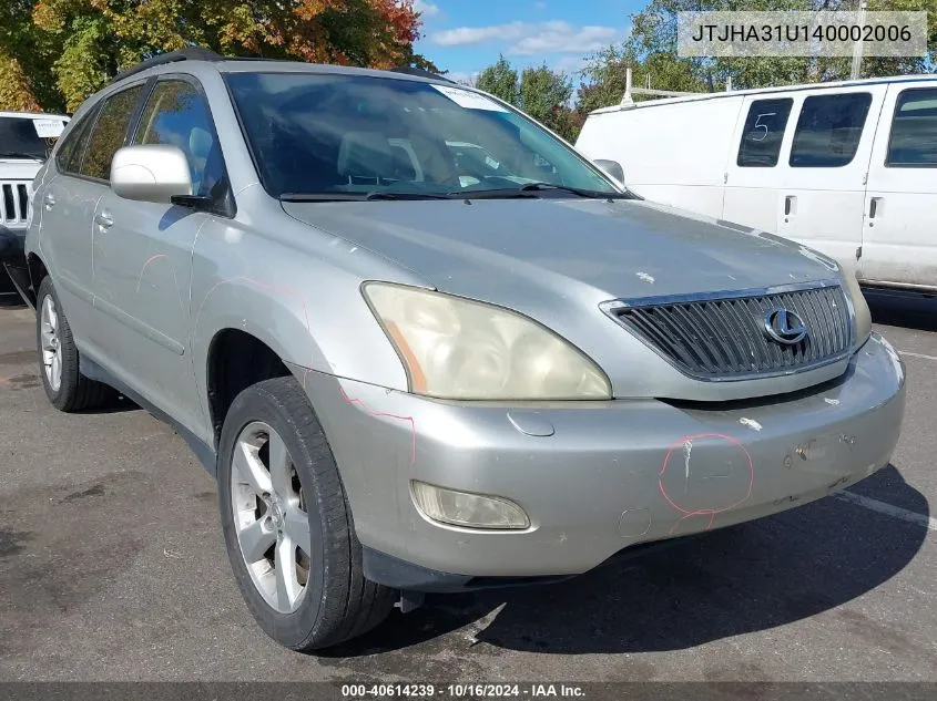 2004 Lexus Rx 330 VIN: JTJHA31U140002006 Lot: 40614239