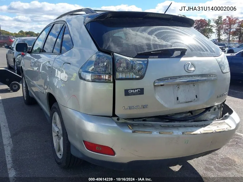 2004 Lexus Rx 330 VIN: JTJHA31U140002006 Lot: 40614239