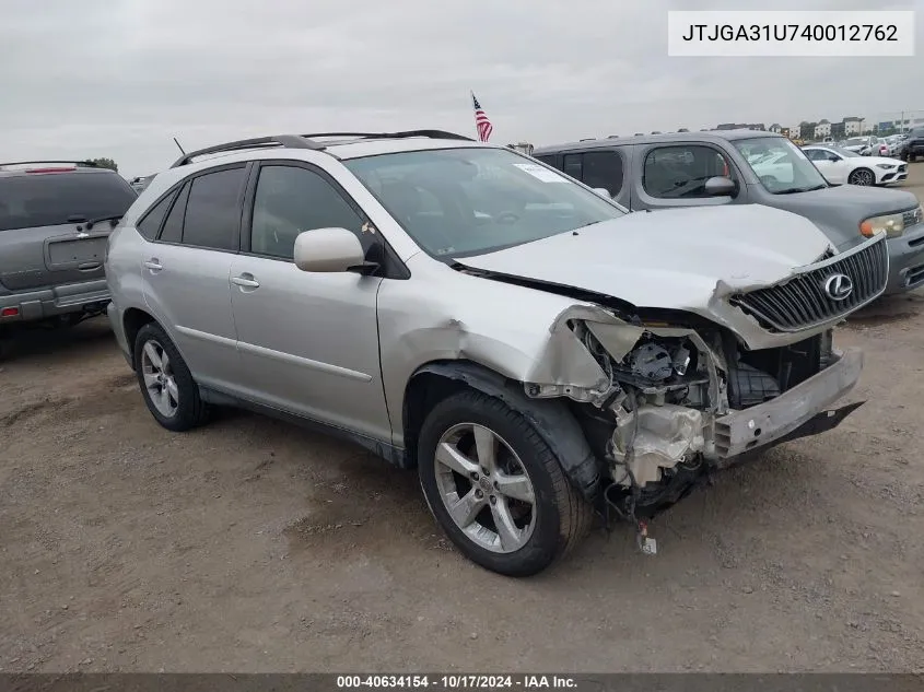 2004 Lexus Rx 330 VIN: JTJGA31U740012762 Lot: 40634154