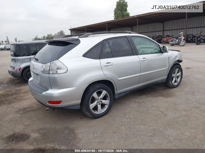 2004 Lexus Rx 330 VIN: JTJGA31U740012762 Lot: 40634154