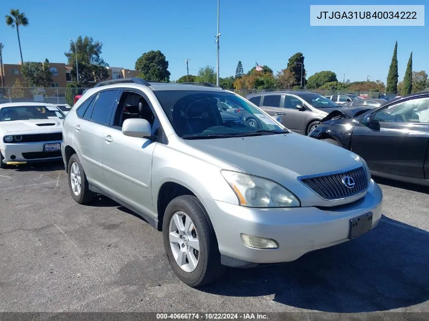 2004 Lexus Rx 330 VIN: JTJGA31U840034222 Lot: 40666774