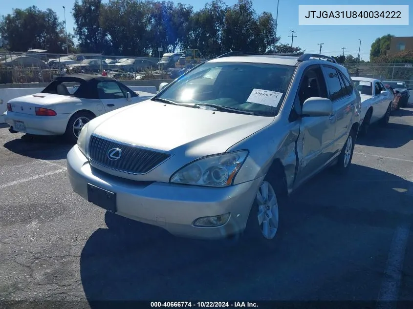 2004 Lexus Rx 330 VIN: JTJGA31U840034222 Lot: 40666774