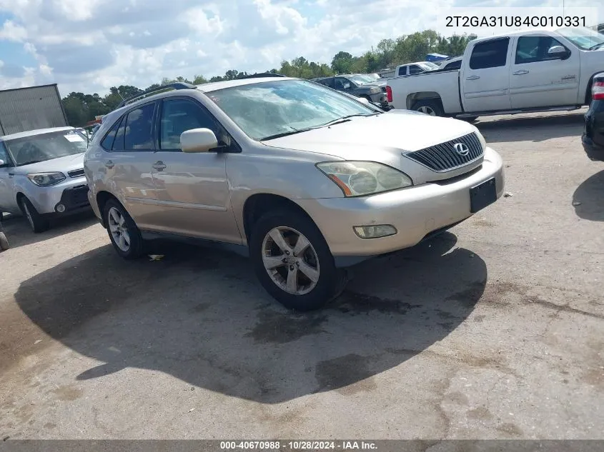 2004 Lexus Rx 330 VIN: 2T2GA31U84C010331 Lot: 40670988