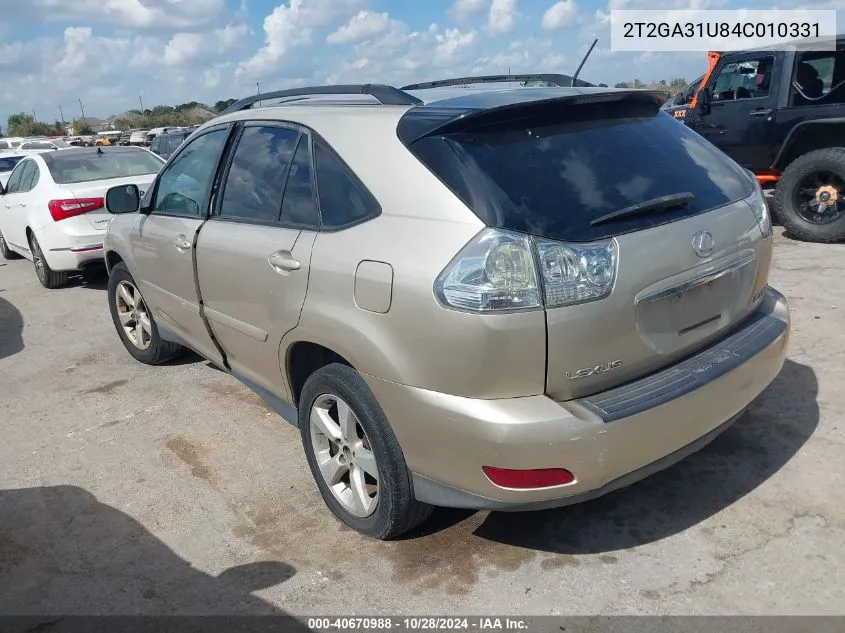 2004 Lexus Rx 330 VIN: 2T2GA31U84C010331 Lot: 40670988