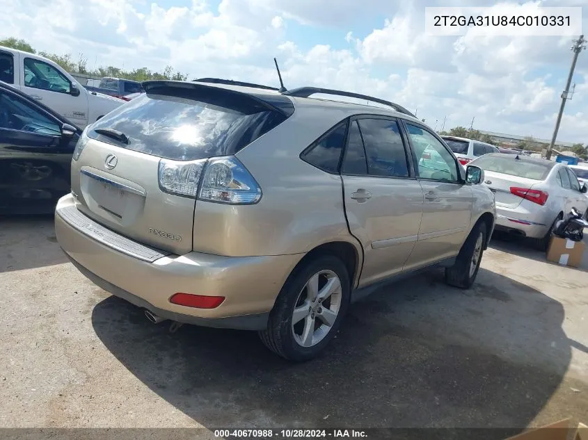 2004 Lexus Rx 330 VIN: 2T2GA31U84C010331 Lot: 40670988