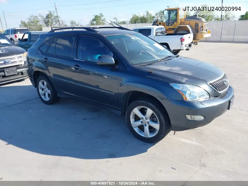 2004 Lexus Rx 330 VIN: JTJGA31U240020994 Lot: 40697921