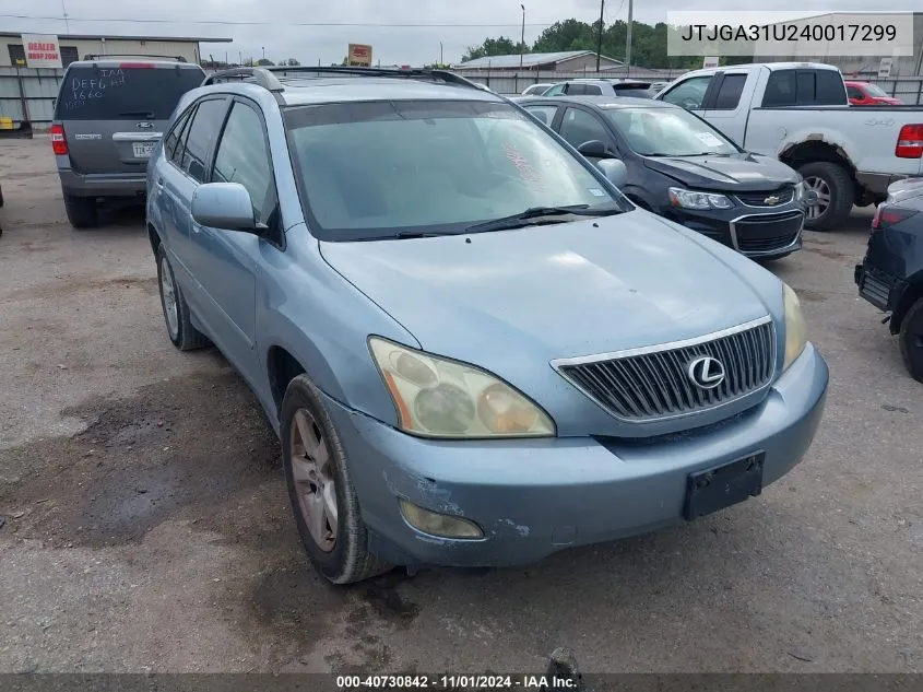 2004 Lexus Rx 330 Base (A5) VIN: JTJGA31U240017299 Lot: 40730842