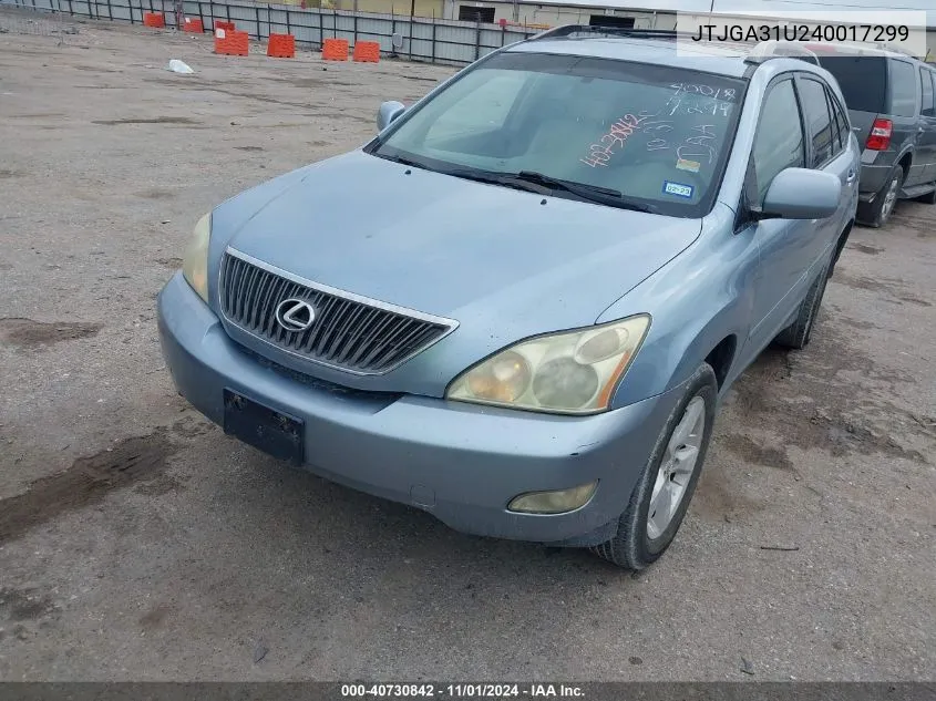 2004 Lexus Rx 330 Base (A5) VIN: JTJGA31U240017299 Lot: 40730842