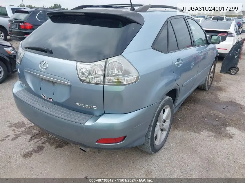 2004 Lexus Rx 330 Base (A5) VIN: JTJGA31U240017299 Lot: 40730842