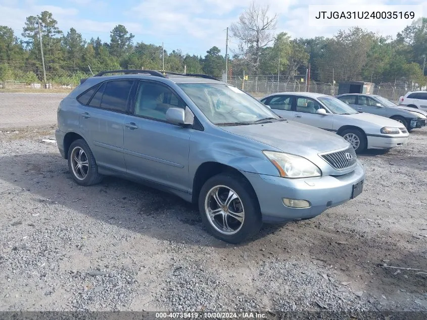 2004 Lexus Rx 330 Base (A5) VIN: JTJGA31U240035169 Lot: 40739419