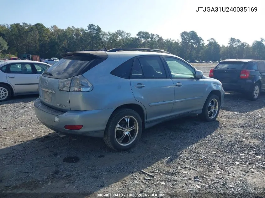 2004 Lexus Rx 330 Base (A5) VIN: JTJGA31U240035169 Lot: 40739419