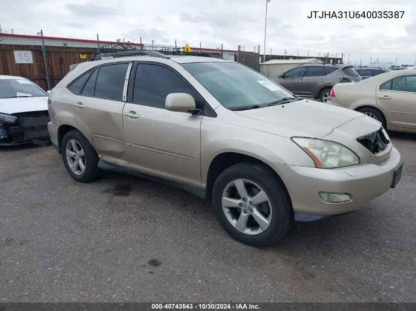 2004 Lexus Rx 330 Base (A5) VIN: JTJHA31U640035387 Lot: 40743543