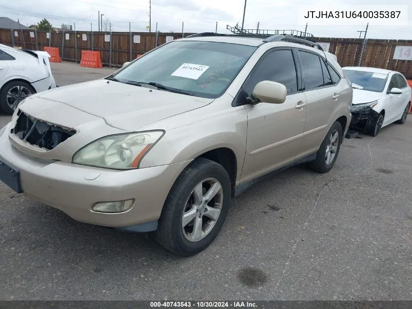 2004 Lexus Rx 330 Base (A5) VIN: JTJHA31U640035387 Lot: 40743543