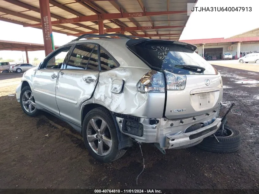 2004 Lexus Rx 330 Base (A5) VIN: JTJHA31U640047913 Lot: 40764810