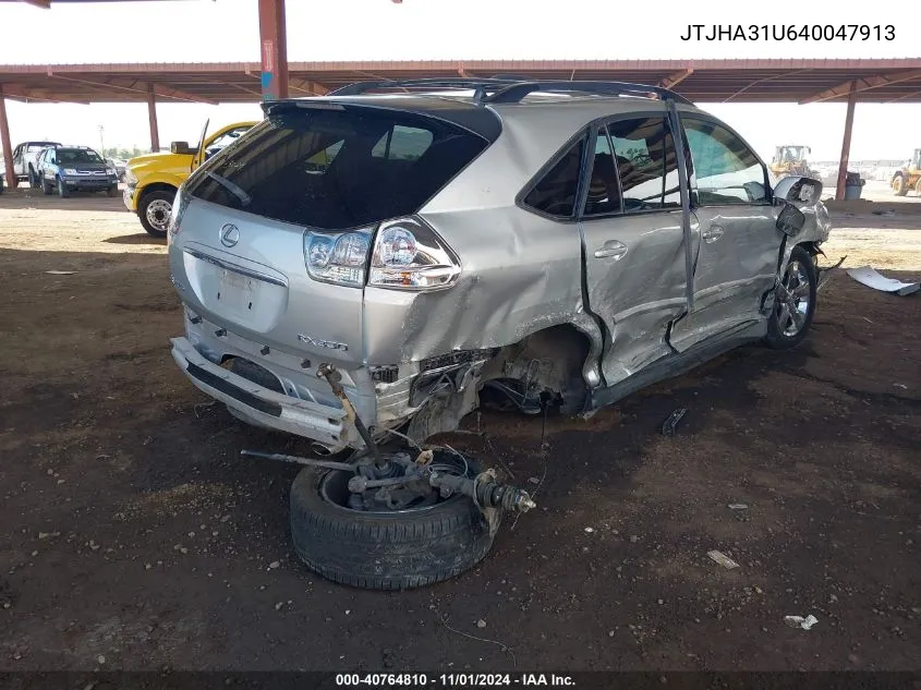 2004 Lexus Rx 330 Base (A5) VIN: JTJHA31U640047913 Lot: 40764810