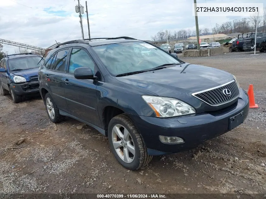 2004 Lexus Rx 330 Base (A5) VIN: 2T2HA31U94C011251 Lot: 40770399