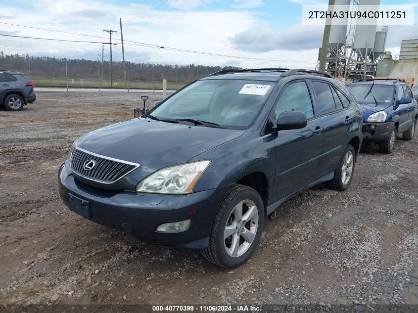 2004 Lexus Rx 330 Base (A5) VIN: 2T2HA31U94C011251 Lot: 40770399