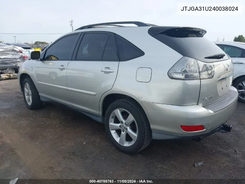 2004 Lexus Rx 330 Base (A5) VIN: JTJGA31U240038024 Lot: 40785763