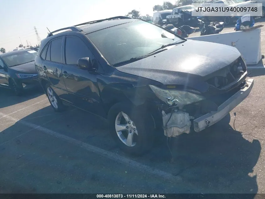 2004 Lexus Rx Base (A5) VIN: JTJGA31U940009748 Lot: 40813073