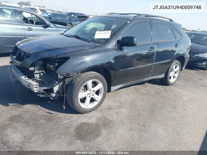 2004 Lexus Rx Base (A5) VIN: JTJGA31U940009748 Lot: 40813073