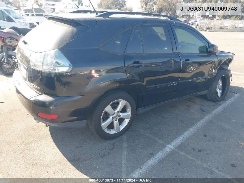 2004 Lexus Rx Base (A5) VIN: JTJGA31U940009748 Lot: 40813073