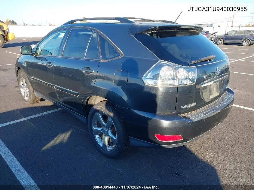 2004 Lexus Rx 330 Base (A5) VIN: JTJGA31U940030955 Lot: 40814443