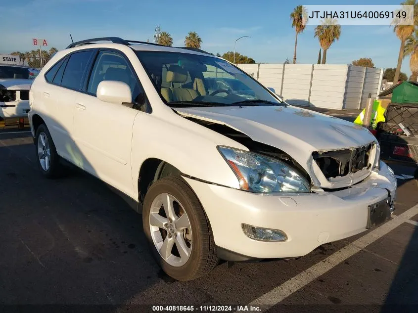 2004 Lexus Rx 330 Base (A5) VIN: JTJHA31U640069149 Lot: 40818645