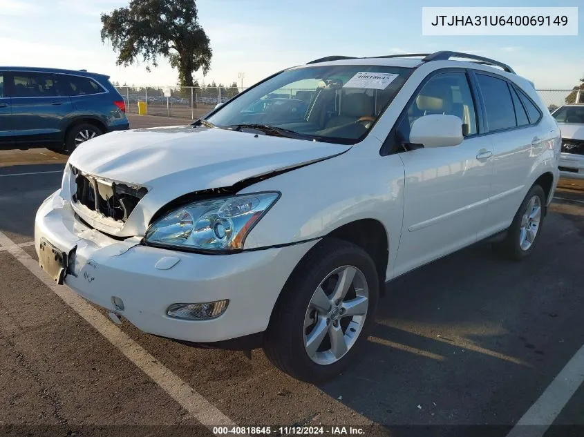 2004 Lexus Rx 330 Base (A5) VIN: JTJHA31U640069149 Lot: 40818645