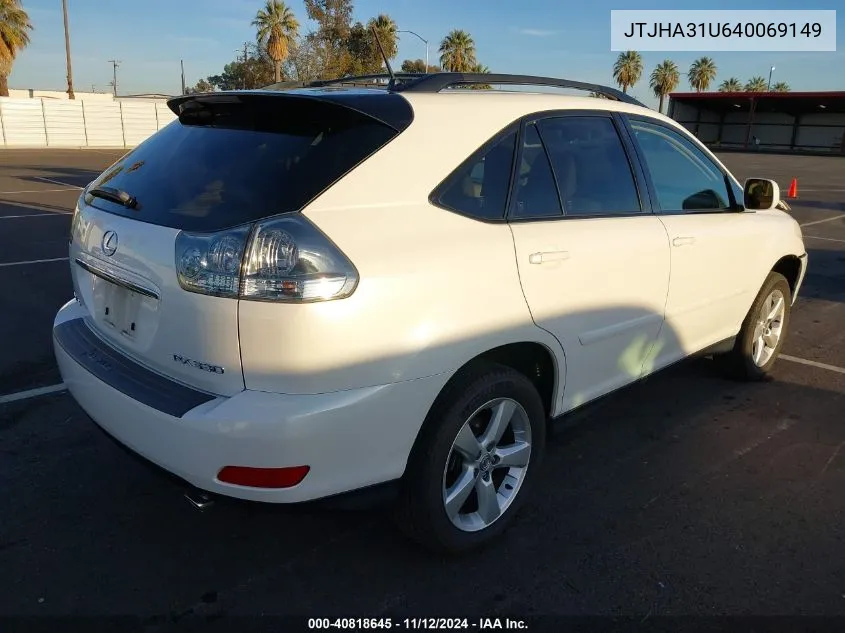 2004 Lexus Rx 330 Base (A5) VIN: JTJHA31U640069149 Lot: 40818645