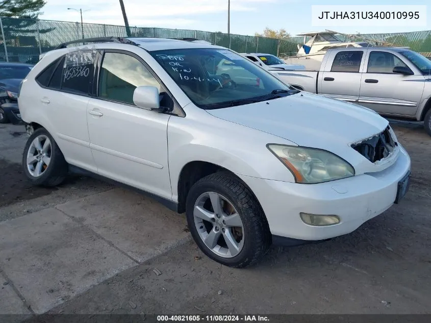 2004 Lexus Rx 330 VIN: JTJHA31U340010995 Lot: 40821605