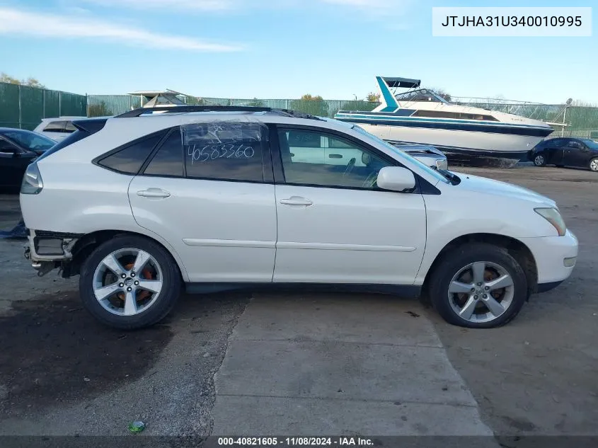 2004 Lexus Rx 330 VIN: JTJHA31U340010995 Lot: 40821605