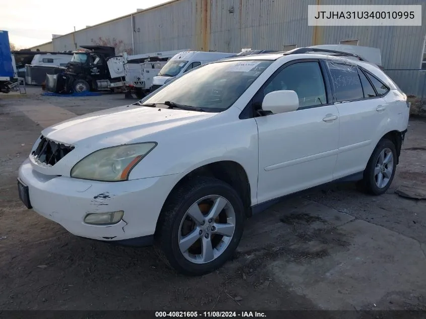 2004 Lexus Rx 330 VIN: JTJHA31U340010995 Lot: 40821605