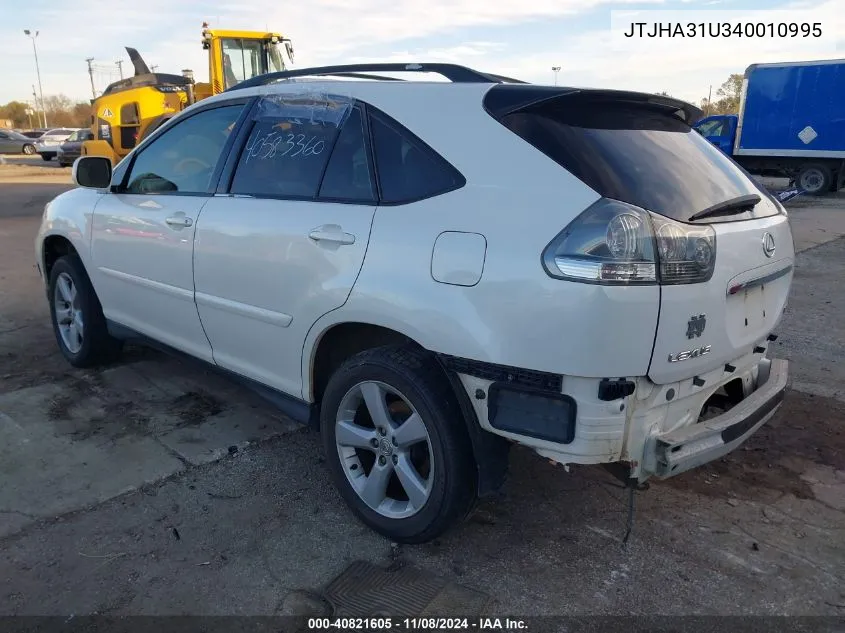 2004 Lexus Rx 330 VIN: JTJHA31U340010995 Lot: 40821605