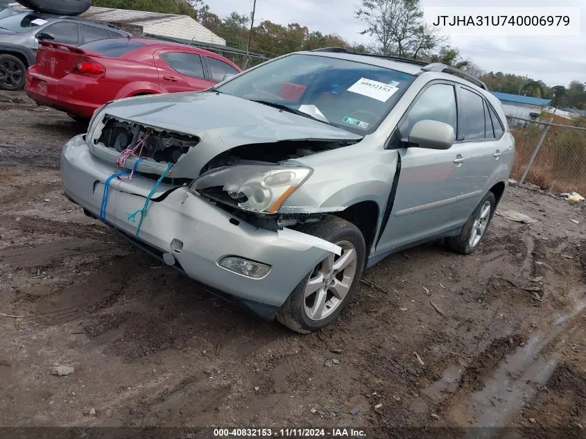 2004 Lexus Rx 330 Base (A5) VIN: JTJHA31U740006979 Lot: 40832153