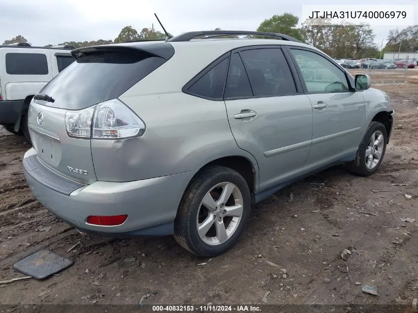 2004 Lexus Rx 330 Base (A5) VIN: JTJHA31U740006979 Lot: 40832153